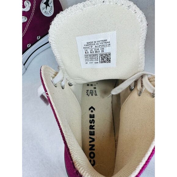 Converse Women's Chuck Taylor High Top Platform All Star Berry Pink Size 8.5 - Picture 8 of 9